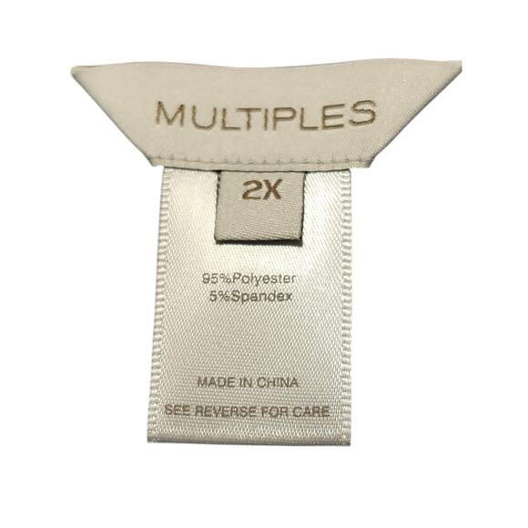 MULTIPLES Plus Size 2X Shirt Three Quarters Sleeve Bateau Neck Side Button Tunic - Picture 8 of 8